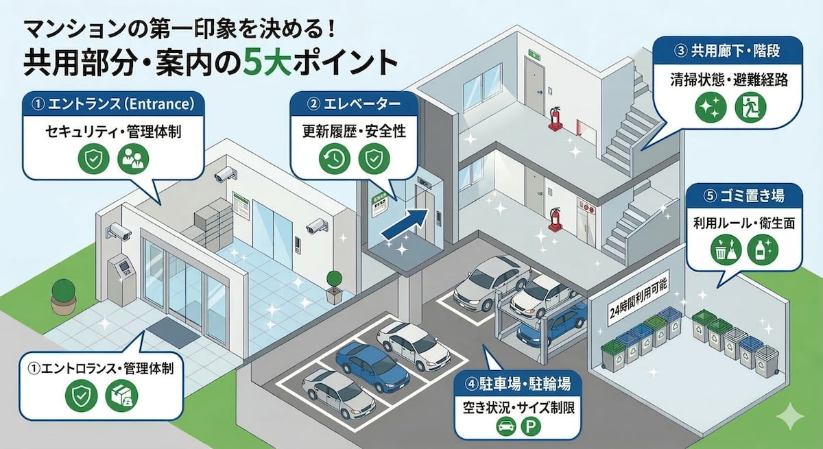 マンション売却｜内覧で案内すべき共用部分の5つの重要ポイント