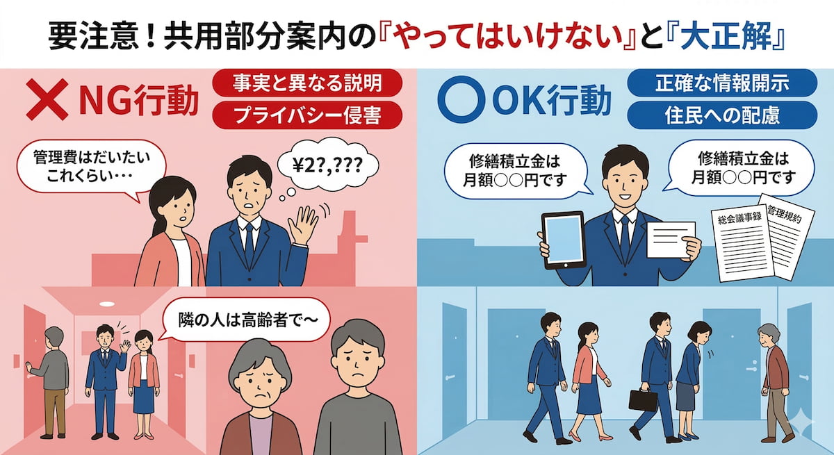 マンション売却｜共用部分を案内する際の注意点とNG行動