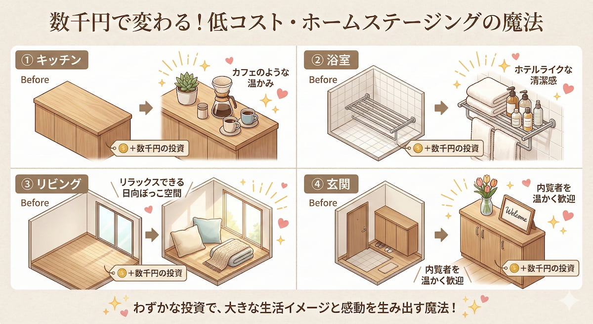 空室物件の内覧|低コストで生活イメージを演出するホームステージングの具体例